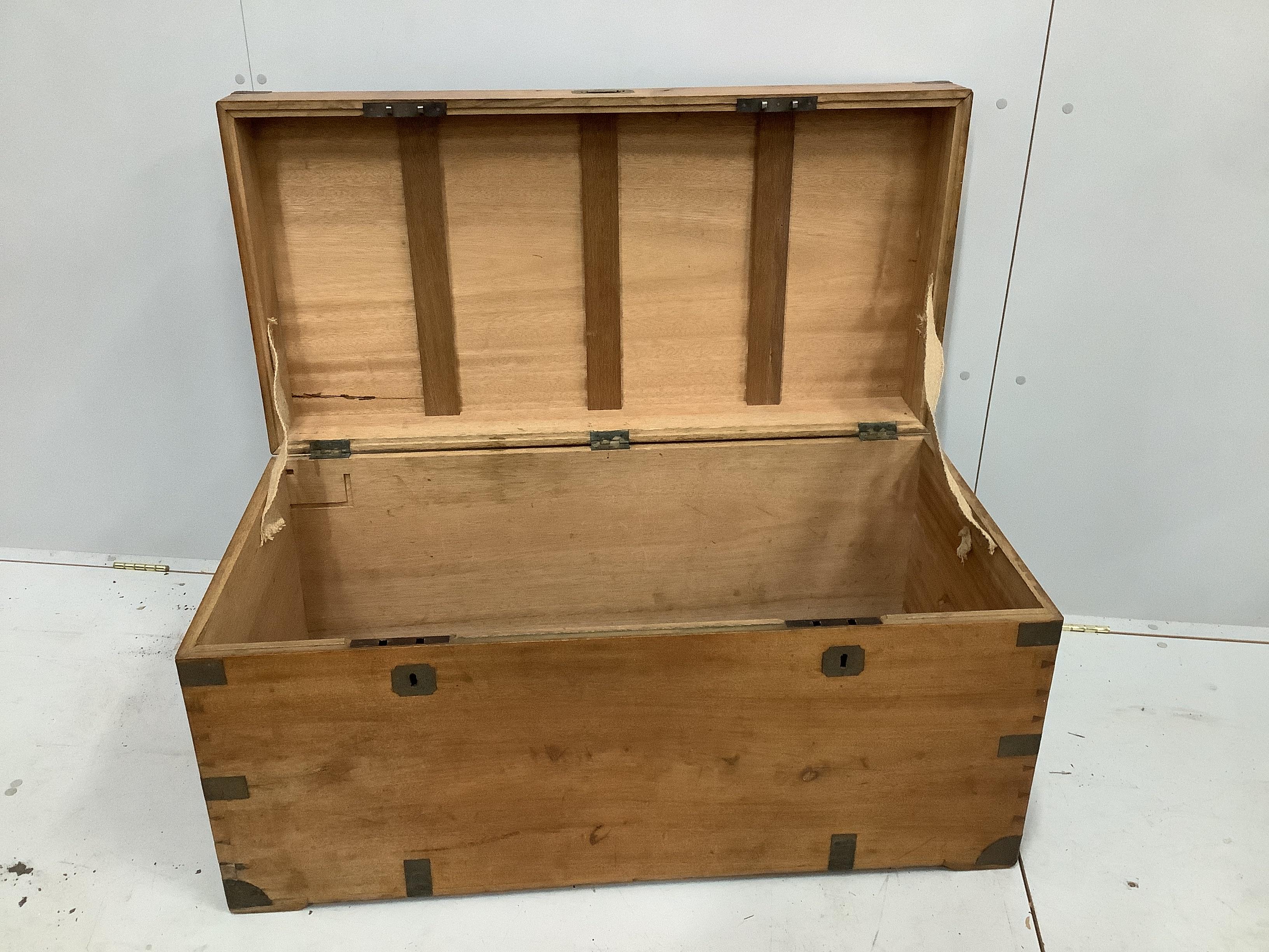 A 19th century brass mounted camphorwood trunk, width 105cm, depth 52cm, height 52cm
